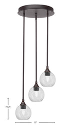 Empire Three Light Cluster Pendalier in Dark Granite with 5.75" Smoke Bubble Shade