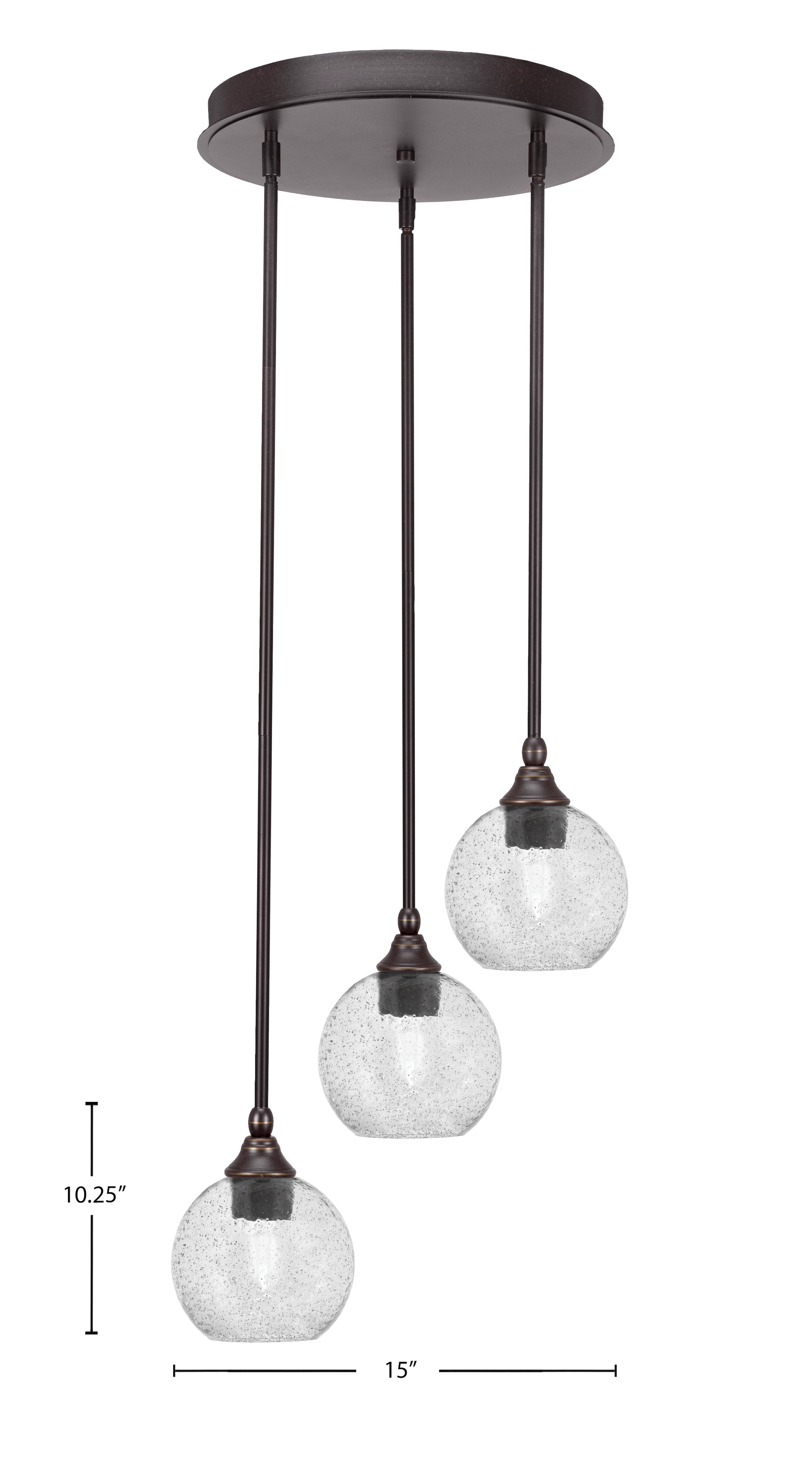 Empire Three Light Cluster Pendalier in Dark Granite with 5.75" Smoke Bubble Shade