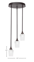 Empire Three Light Cluster Pendalier in Dark Granite with 5" Clear Textured Shade