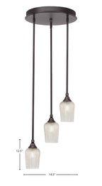 Empire Three Light Cluster Pendalier in Dark Granite with 5" Silver Textured Shade