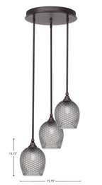Empire Three Light Cluster Pendalier in Dark Granite with 7.5" Smoke Textured Shade