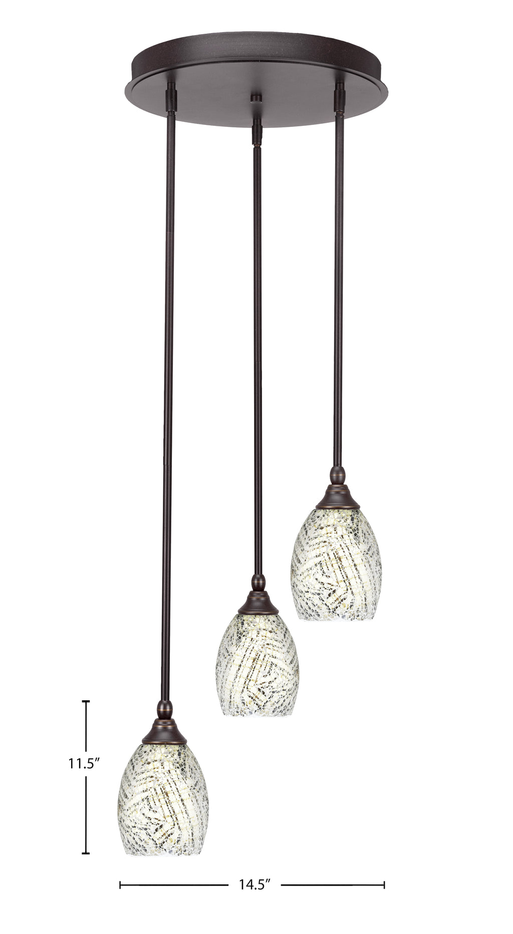 Empire Three Light Cluster Pendalier in Dark Granite with 5" Natural Fusion Shade