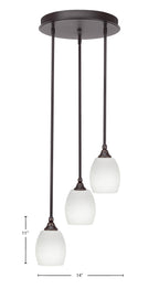 Empire Three Light Cluster Pendalier in Dark Granite with 5" White Linen Shade