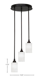 Empire Three Light Cluster Pendalier in Espresso with 4" White Marble Shade