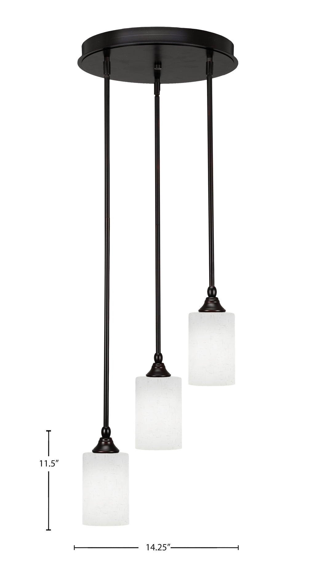 Empire Three Light Cluster Pendalier in Espresso with 4" White Muslin Shade