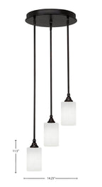 Empire Three Light Cluster Pendalier in Espresso with 4" White Muslin Shade