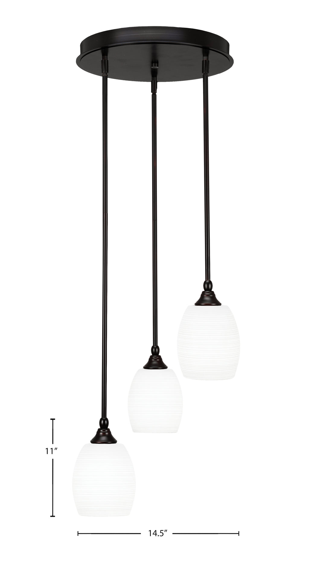 Empire Three Light Cluster Pendalier in Espresso with 5" White Matrix Shade