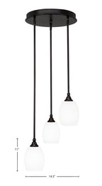 Empire Three Light Cluster Pendalier in Espresso with 5" White Matrix Shade