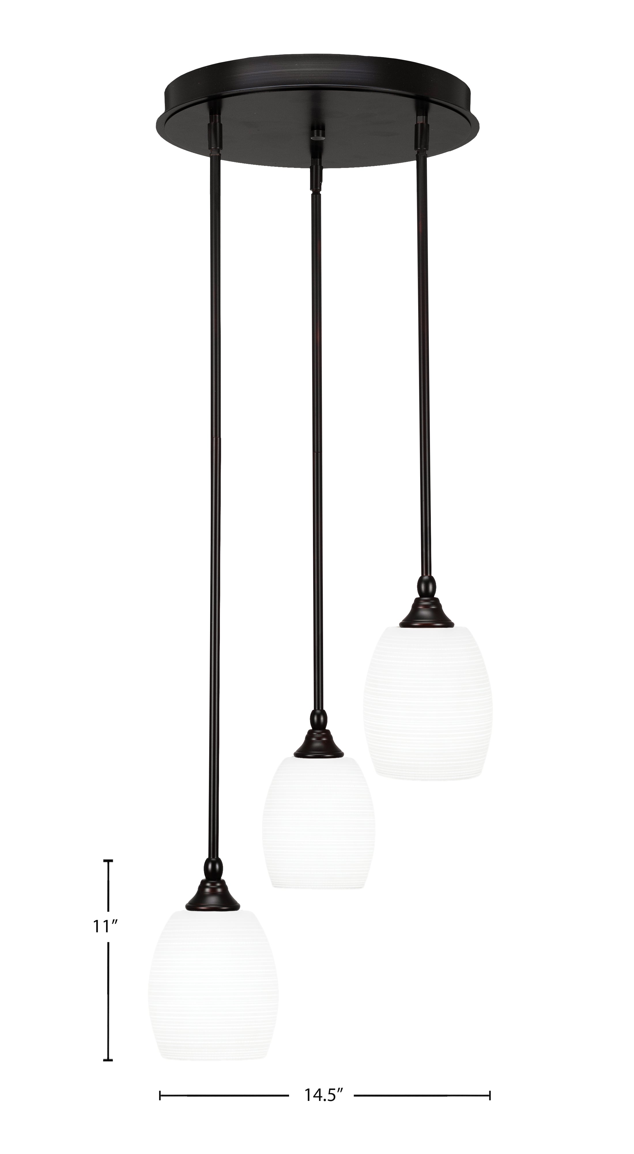 Empire Three Light Cluster Pendalier in Espresso with 5" White Matrix Shade