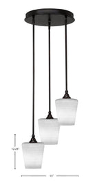 Empire Three Light Cluster Pendalier in Espresso with 6" White Matrix Shade
