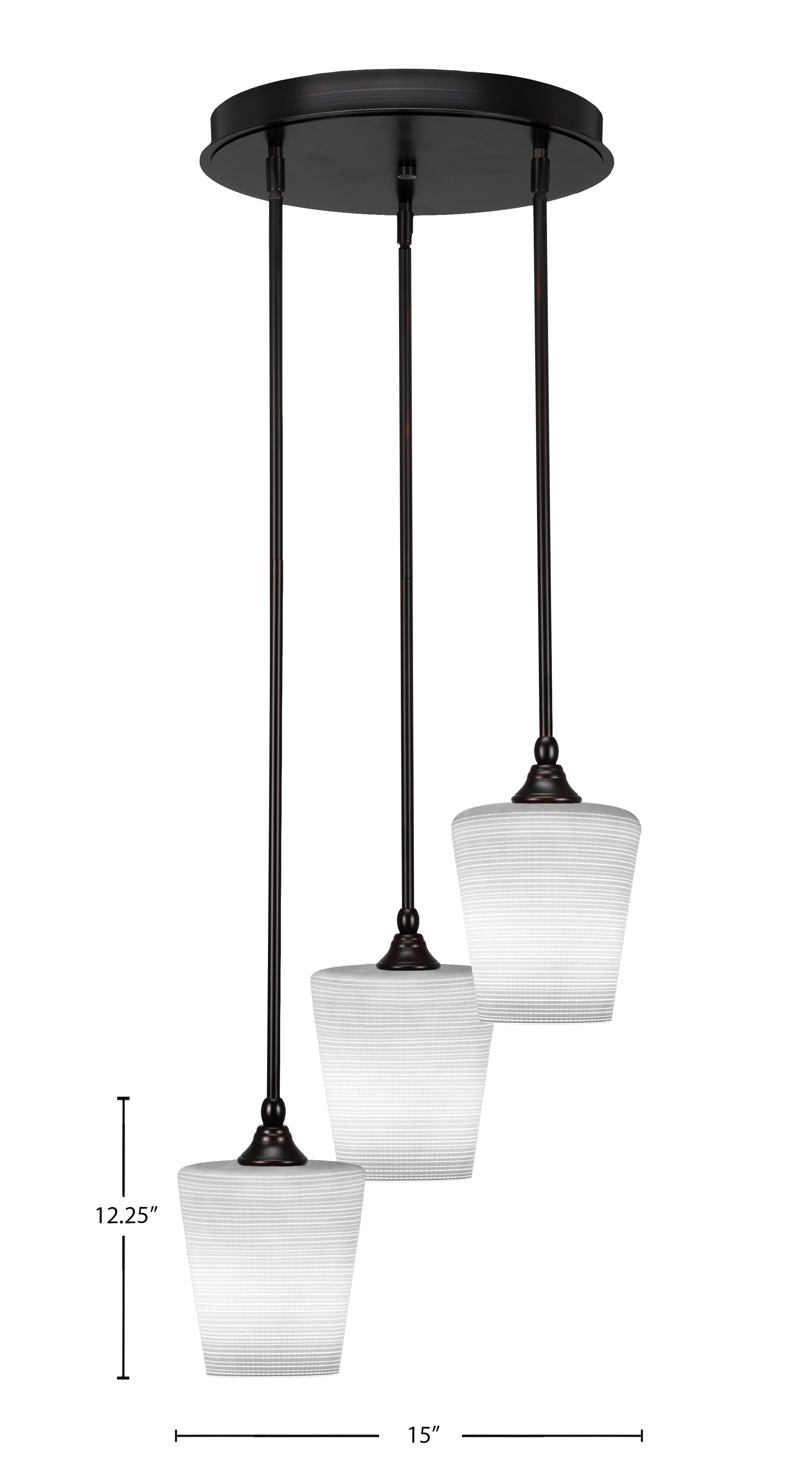 Empire Three Light Cluster Pendalier in Espresso with 6" White Matrix Shade