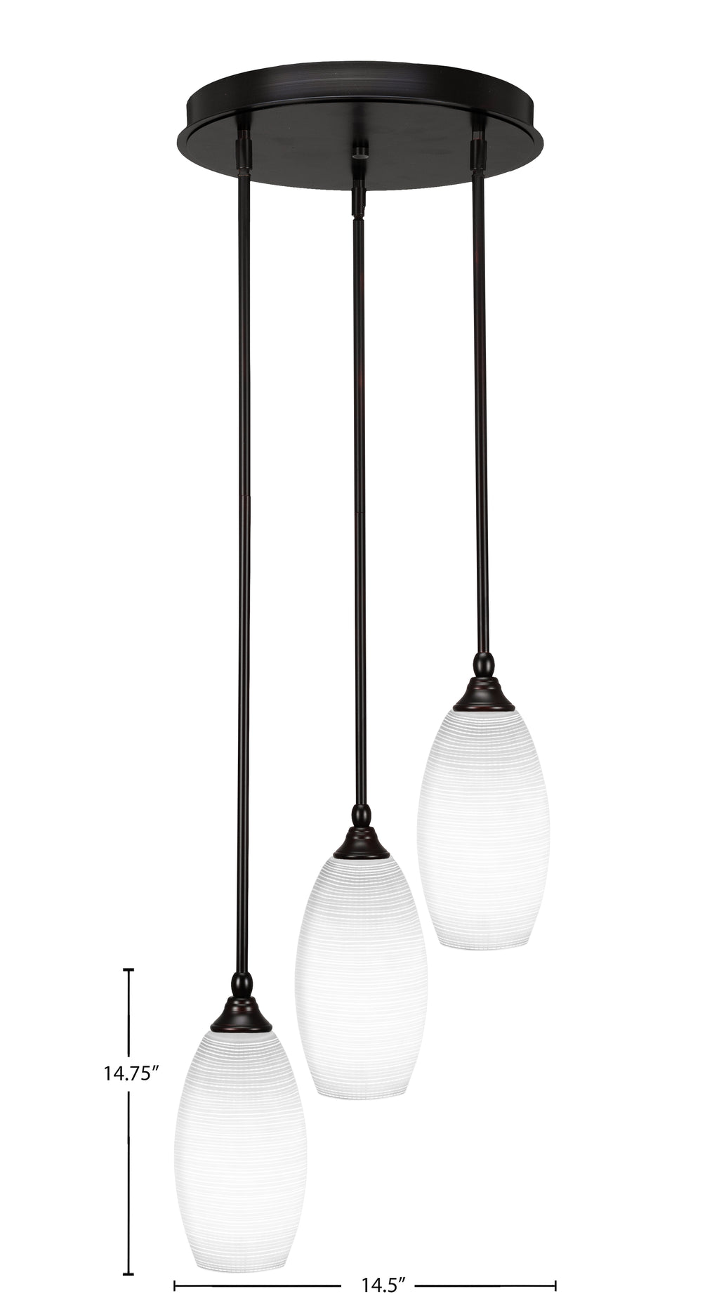 Empire Three Light Cluster Pendalier in Espresso with 5.5" White Matrix Shade