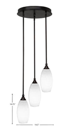 Empire Three Light Cluster Pendalier in Espresso with 5.5" White Matrix Shade