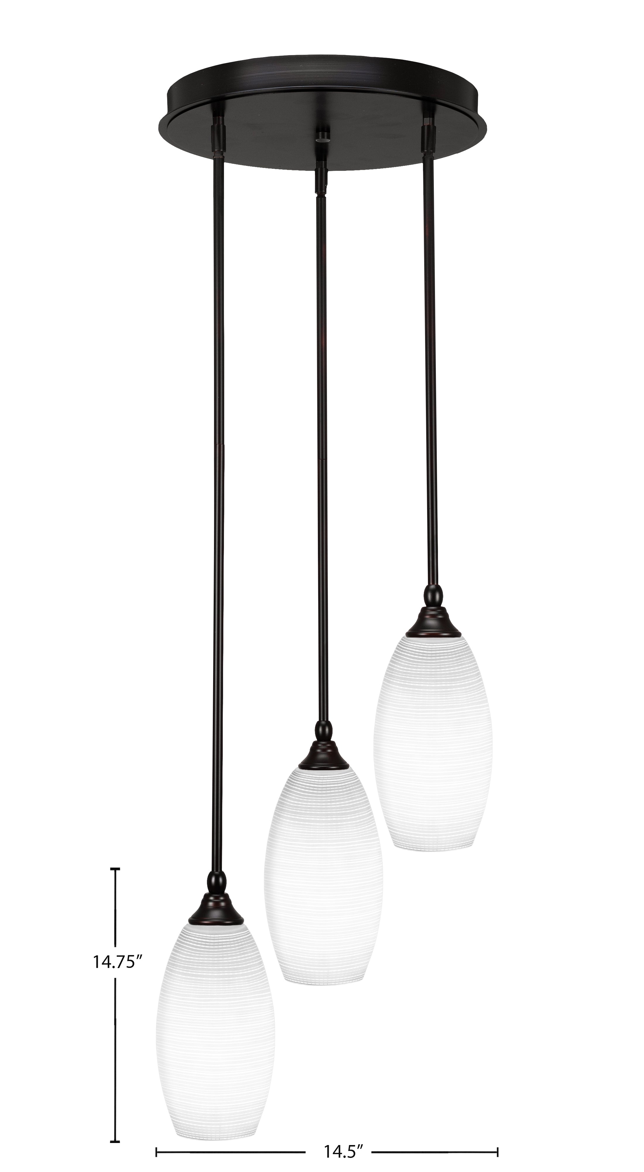 Empire Three Light Cluster Pendalier in Espresso with 5.5" White Matrix Shade