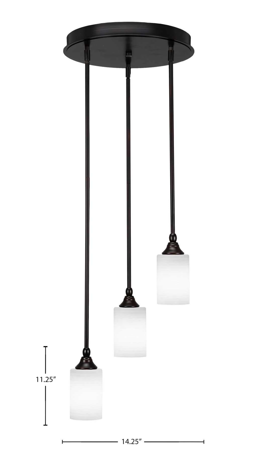 Empire Three Light Cluster Pendalier in Espresso with 4" White Matrix Shade
