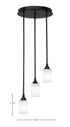 Empire Three Light Cluster Pendalier in Espresso with 4" White Matrix Shade