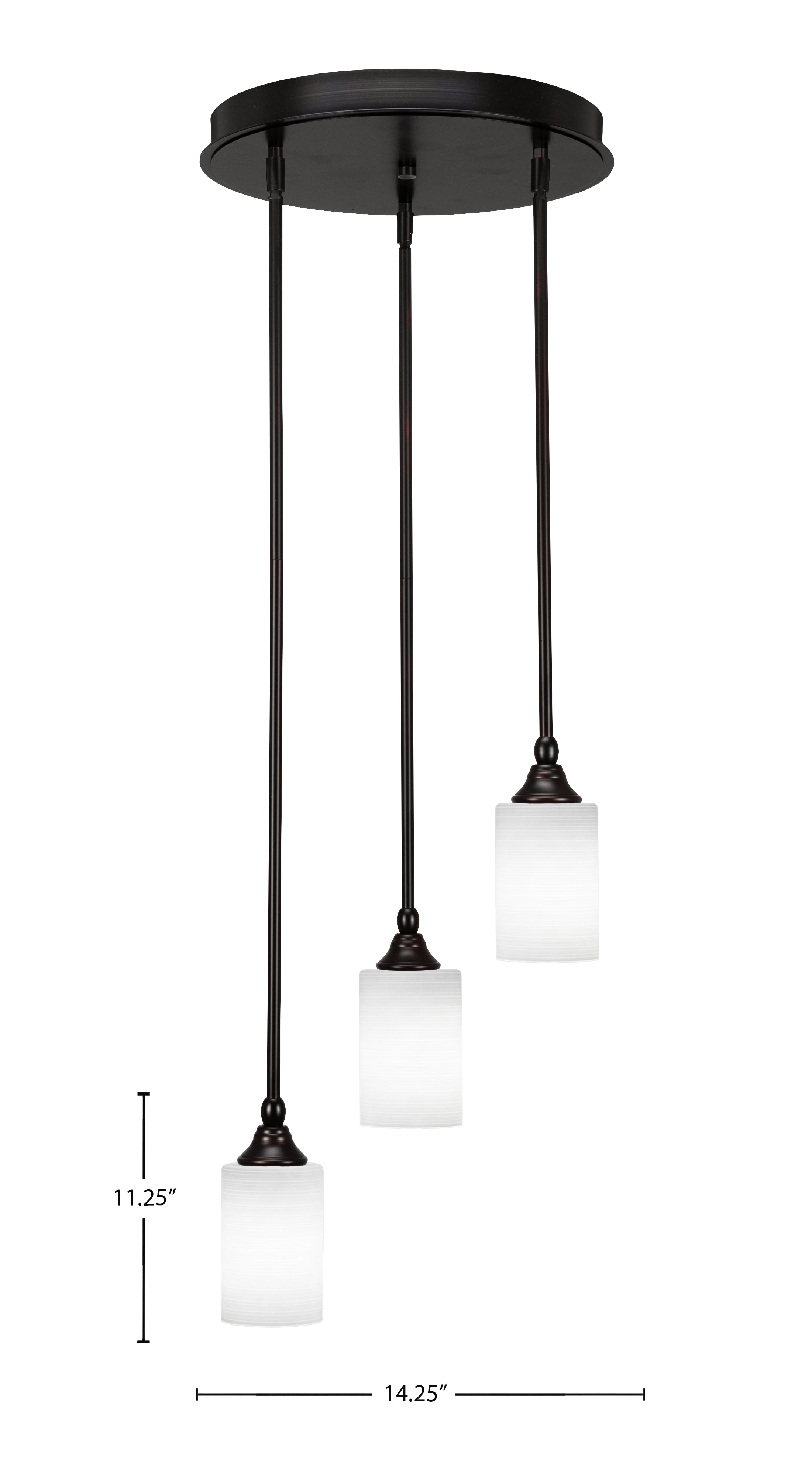 Empire Three Light Cluster Pendalier in Espresso with 4" White Matrix Shade