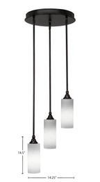 Empire Three Light Cluster Pendalier in Espresso with 4" White Matrix Shade