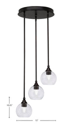 Empire Three Light Cluster Pendalier in Espresso with 5.75" Clear Bubble Shade