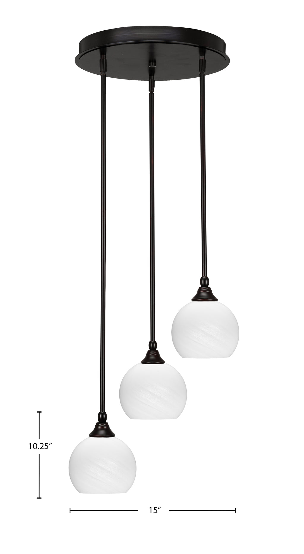 Empire Three Light Cluster Pendalier in Espresso with 5.75" White Marble Shade