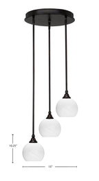 Empire Three Light Cluster Pendalier in Espresso with 5.75" White Marble Shade