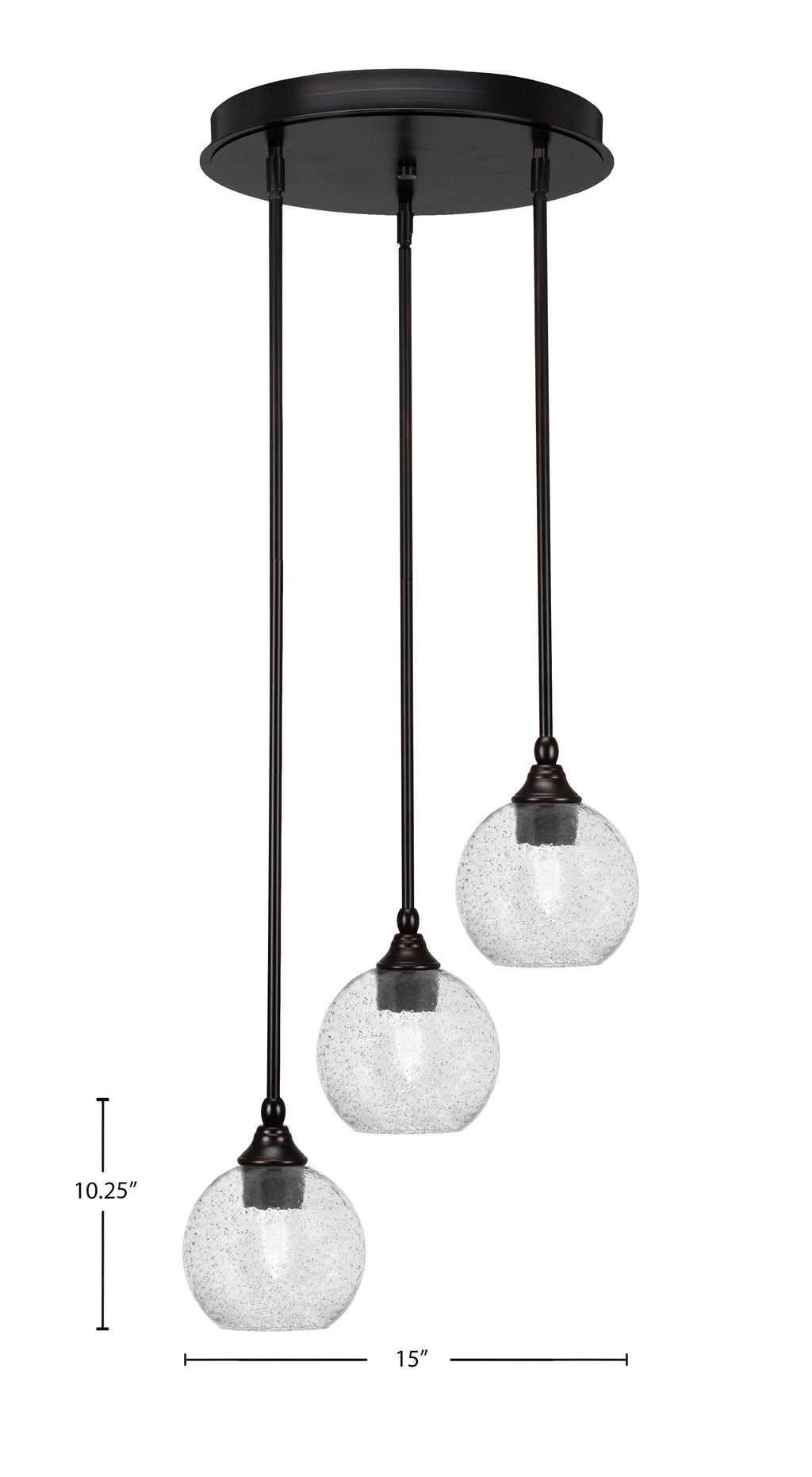 Empire Three Light Cluster Pendalier in Espresso with 5.75" Smoke Bubble Shade