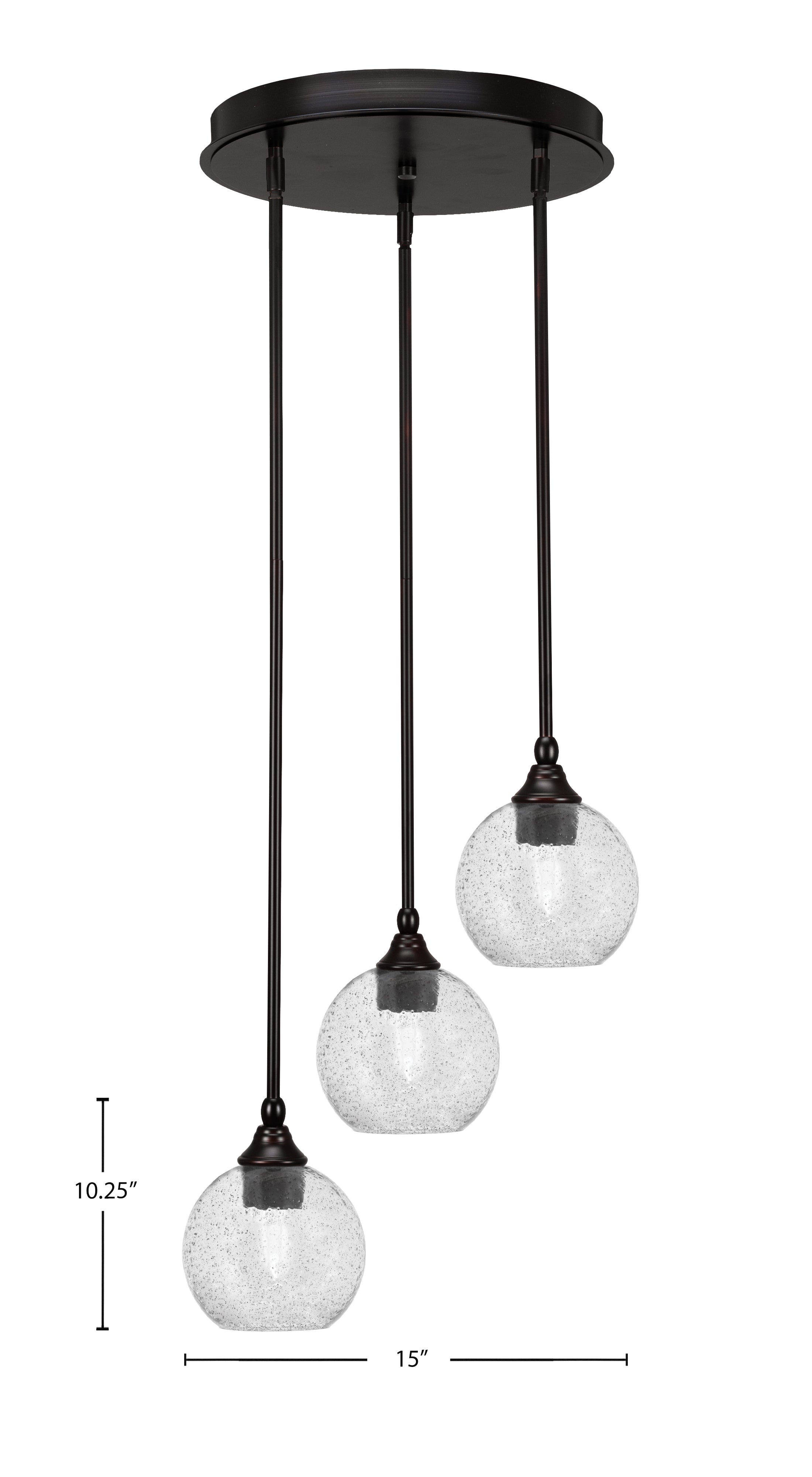 Empire Three Light Cluster Pendalier in Espresso with 5.75" Smoke Bubble Shade
