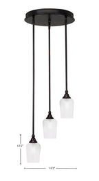 Empire Three Light Cluster Pendalier in Espresso with 5" Clear Textured Shade