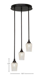 Empire Three Light Cluster Pendalier in Espresso with 5" Silver Textured Shade