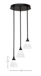 Empire Three Light Cluster Pendalier in Espresso with 6.25" White Marble Shade