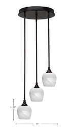 Empire Three Light Cluster Pendalier in Espresso with 6" White Marble Shade