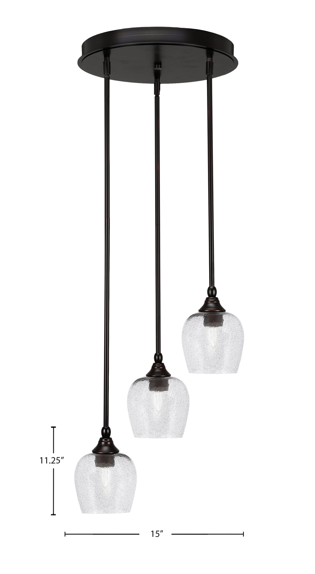 Empire Three Light Cluster Pendalier in Espresso with 6" Smoke Bubble Shade