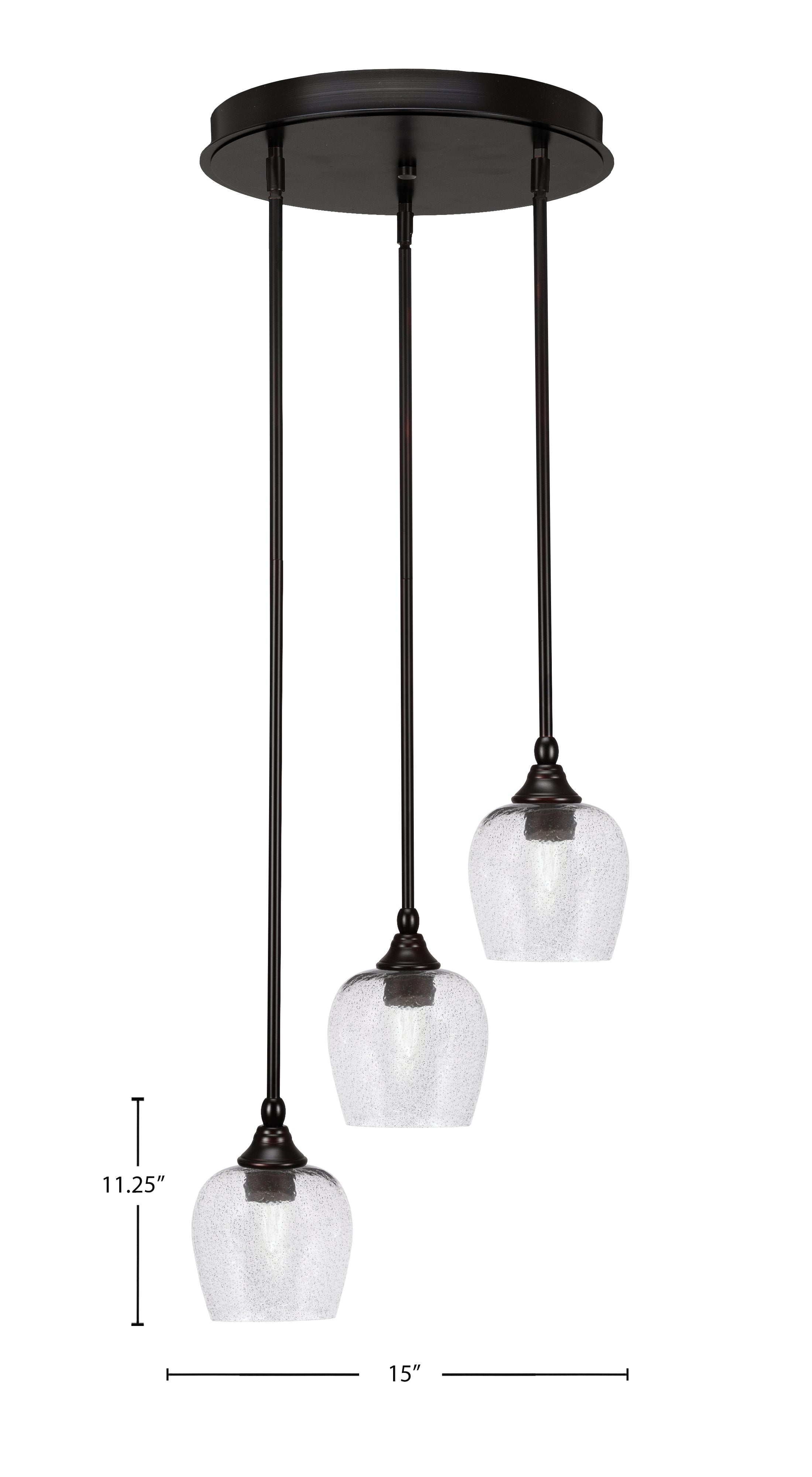 Empire Three Light Cluster Pendalier in Espresso with 6" Smoke Bubble Shade