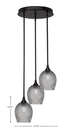 Empire Three Light Cluster Pendalier in Espresso with 7.5" Smoke Textured Shade