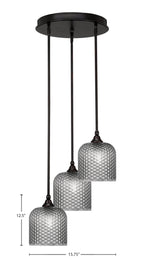 Empire Three Light Cluster Pendalier in Espresso with 7" Smoke Textured Shade