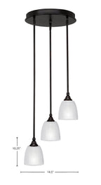 Empire Three Light Cluster Pendalier in Espresso with 5" Clear Ribbed Shade