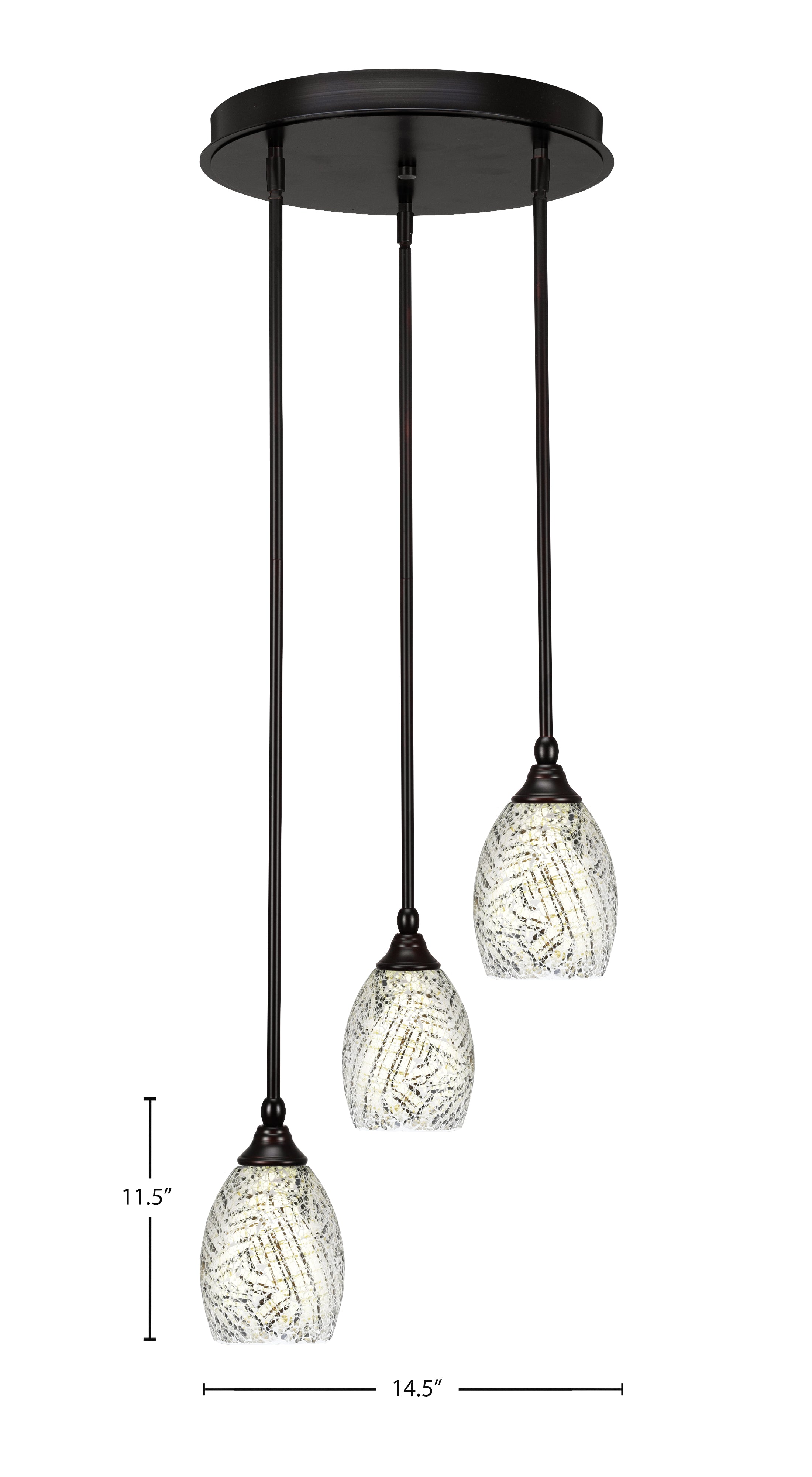 Empire Three Light Cluster Pendalier in Espresso with 5" Natural Fusion Shade