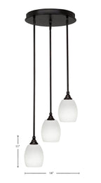 Empire Three Light Cluster Pendalier in Espresso with 5" White Linen Shade