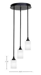 Empire Three Light Cluster Pendalier in Matte Black with 4" White Marble Shade