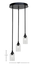 Empire Three Light Cluster Pendalier in Matte Black with 4" Smoke Bubble Shade