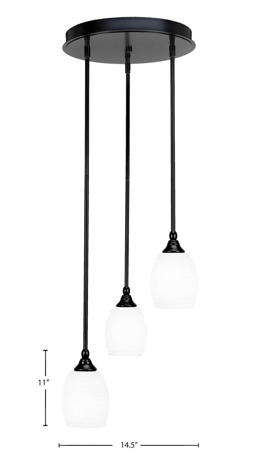 Empire Three Light Cluster Pendalier in Matte Black with 5" White Matrix Shade