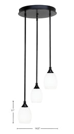 Empire Three Light Cluster Pendalier in Matte Black with 5" White Matrix Shade