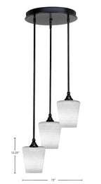 Empire Three Light Cluster Pendalier in Matte Black with 6" White Matrix Shade