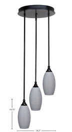 Empire Three Light Cluster Pendalier in Matte Black with 5.5" Gray Matrix Shade