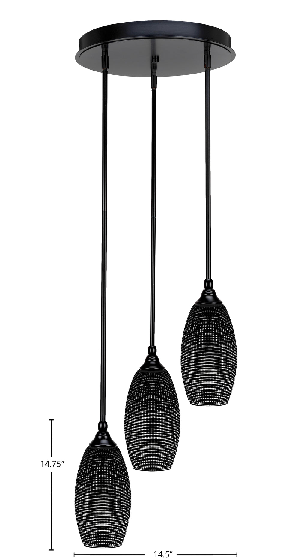 Empire Three Light Cluster Pendalier in Matte Black with 5.5" Black Matrix Shade