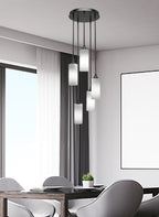 Empire Three Light Cluster Pendalier in Matte Black with 4" White Matrix Shade