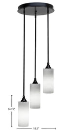 Empire Three Light Cluster Pendalier in Matte Black with 4" White Matrix Shade