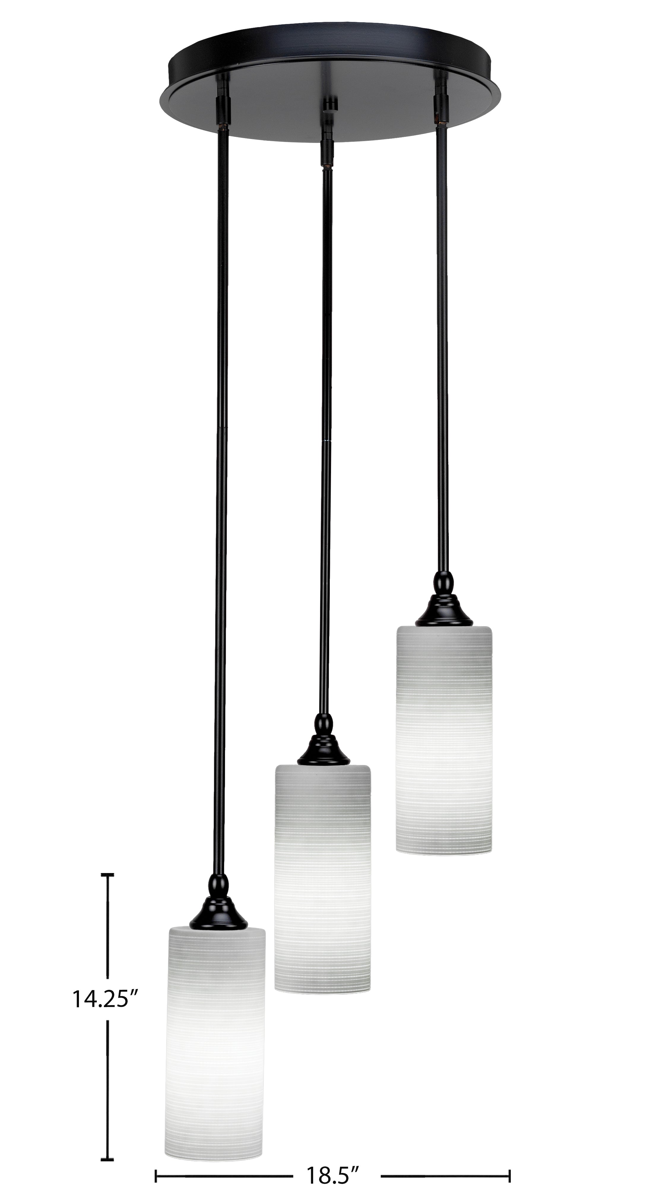 Empire Three Light Cluster Pendalier in Matte Black with 4" White Matrix Shade
