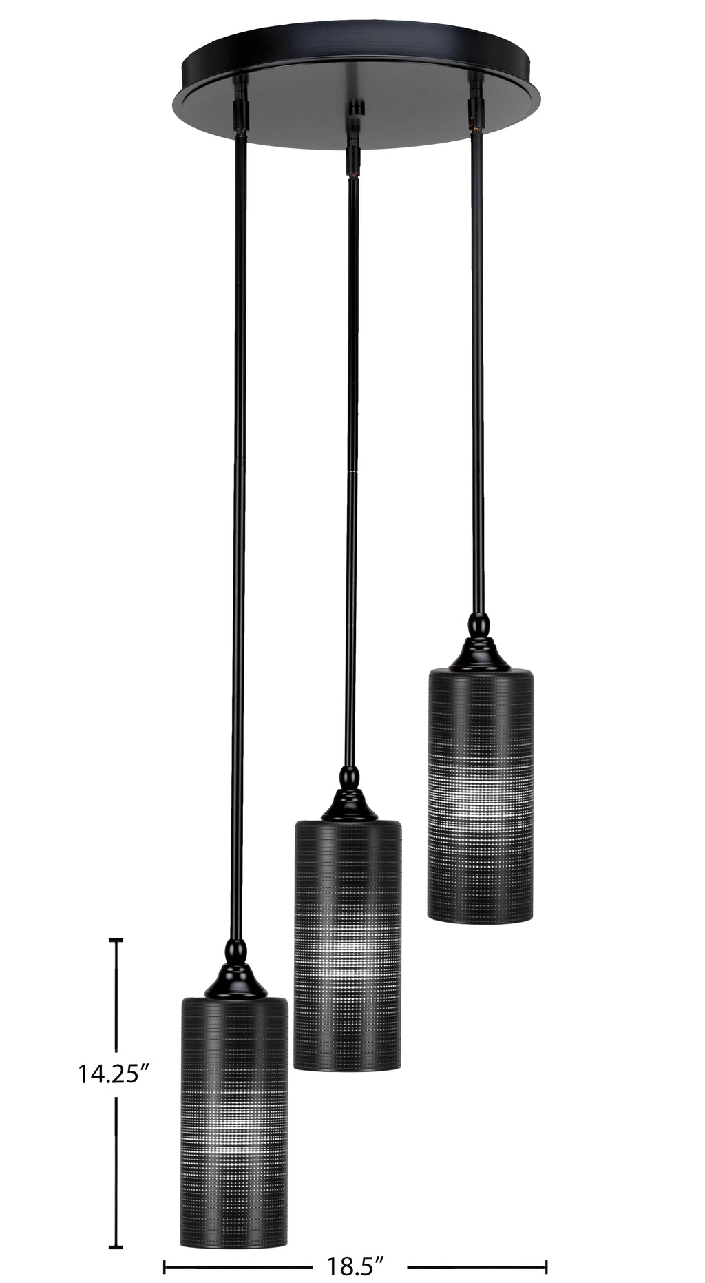 Empire Three Light Cluster Pendalier in Matte Black with 4" Black Matrix Shade