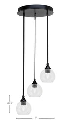 Empire Three Light Cluster Pendalier in Matte Black with 5.75" Clear Bubble Shade